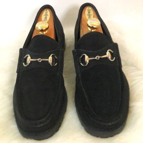 Gucci Authentic Black Suede Horse-bit Loafers, Size 10